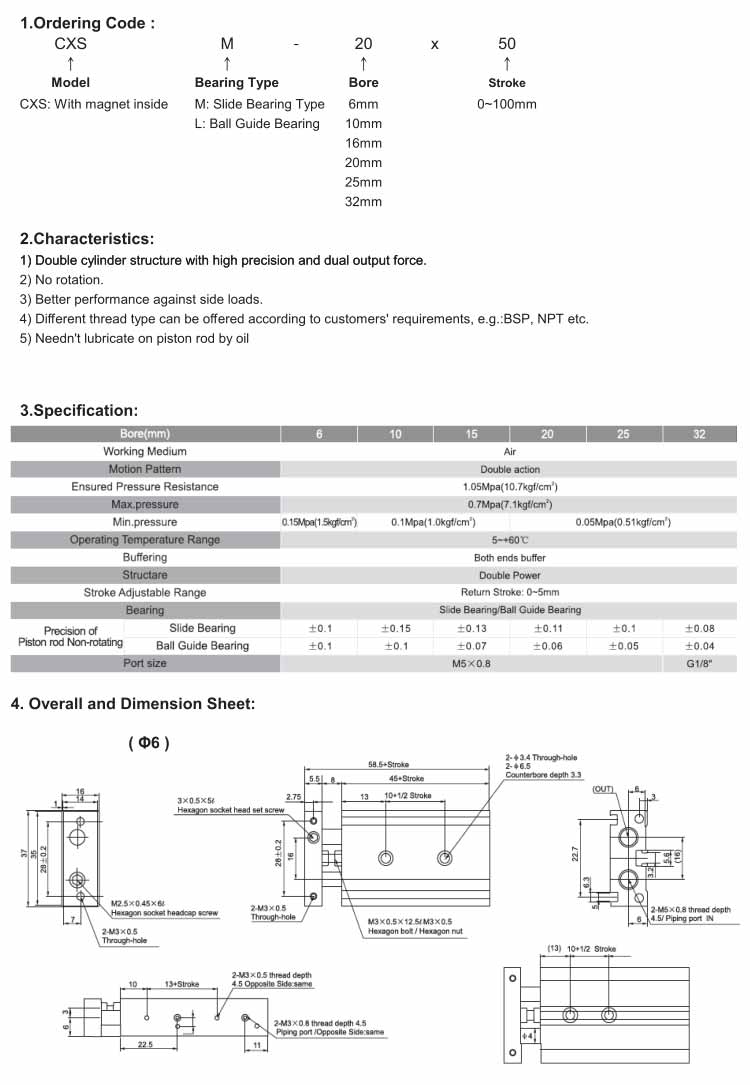 CXS Series Dual Rod Cylinder