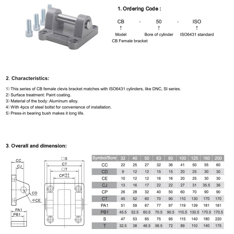 CB Rear Female Clevis Mount（ISO6431）