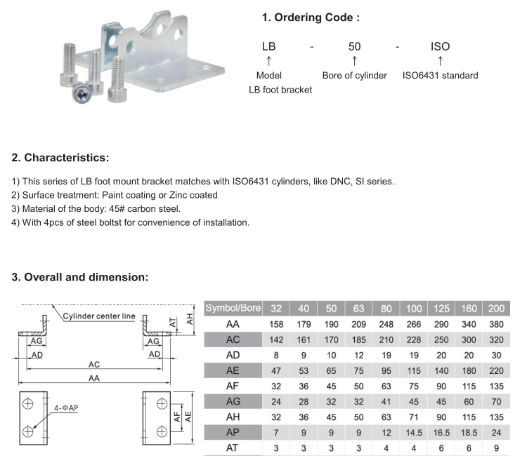 LB Foot Mount Bracket (ISO6431)