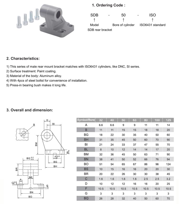 SDB Rear Mount Bracket (ISO6431)