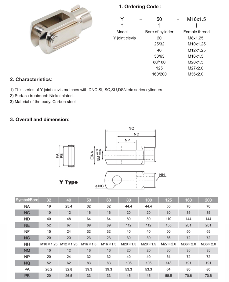 Y type Joint Clevis