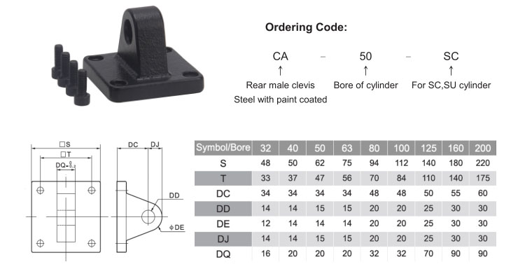 CA bracket for SC air cylinder