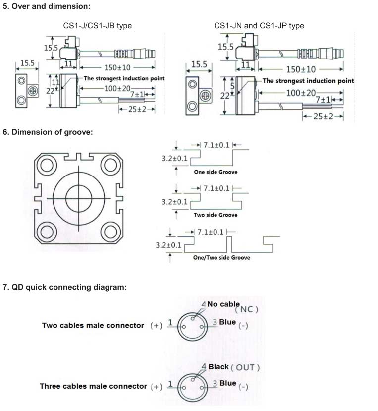 CS1-J,CS1-JP,CS1-JN Magnetic sensor for SDA compact cylinder