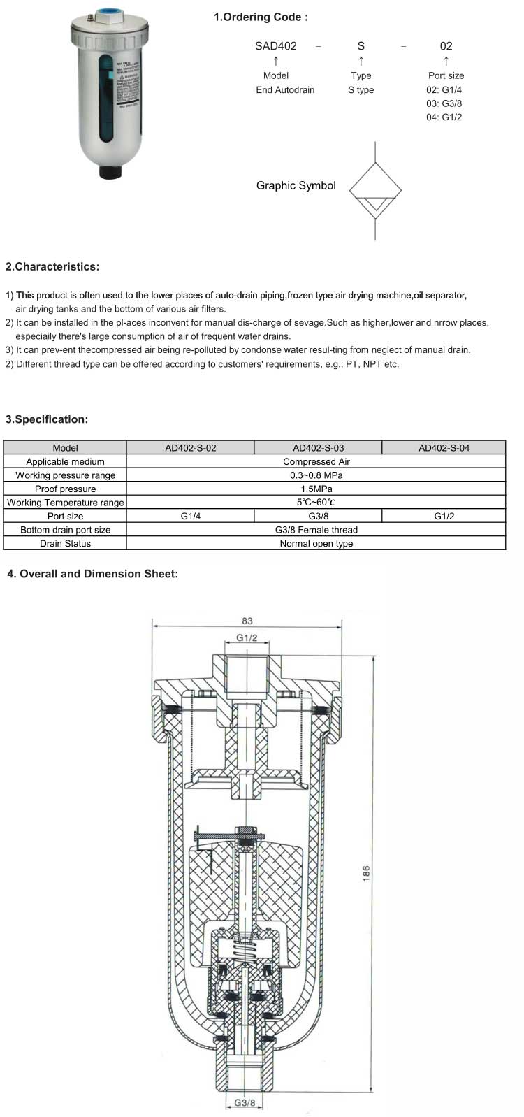 SAD402-S Series End Auto Drainer