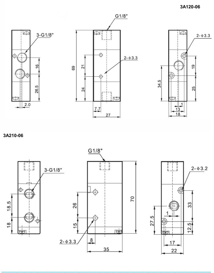 3A Series 2positions/3ways Air Valve