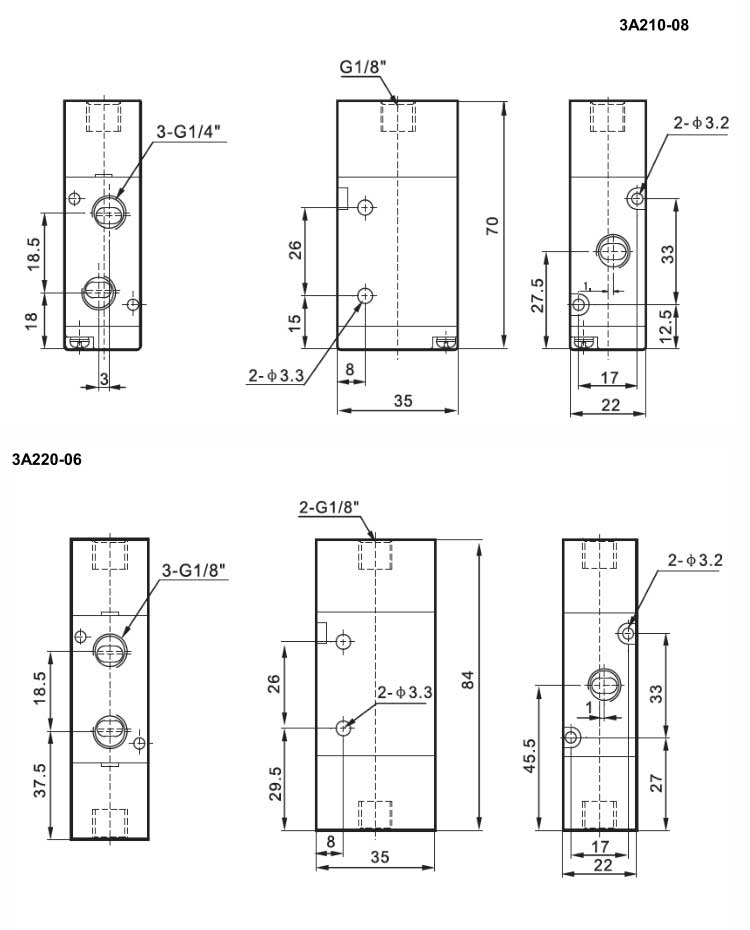 3A Series 2positions/3ways Air Valve