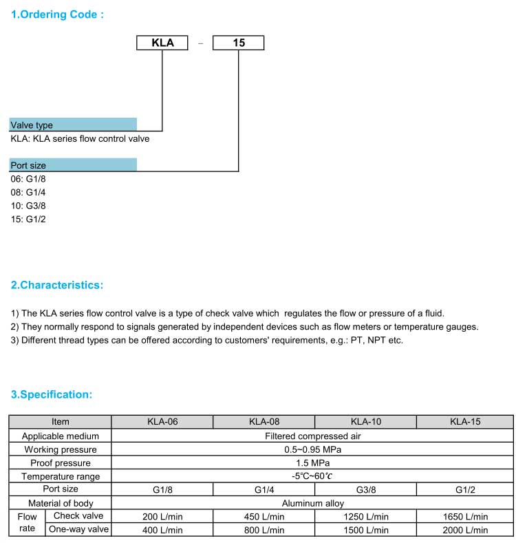 KLA Series Flow Control Check Valve