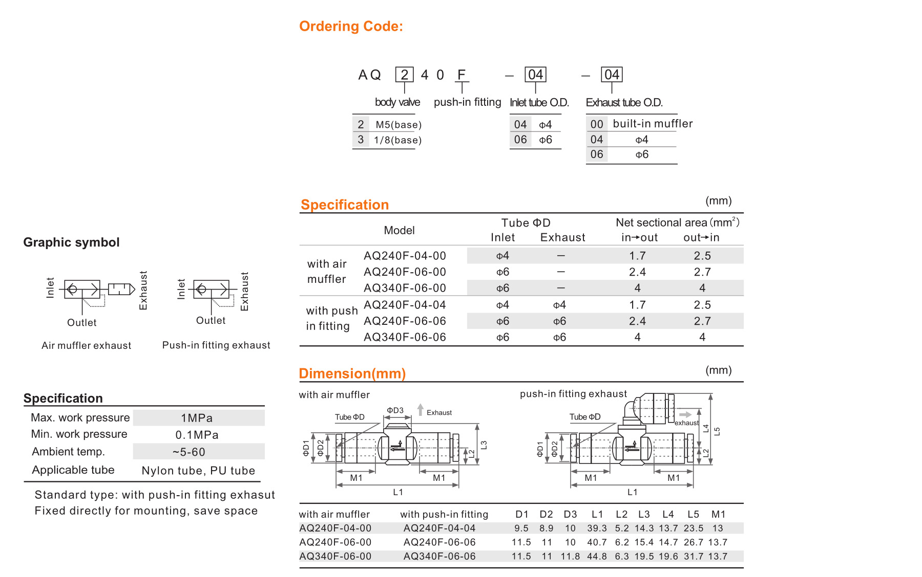 AQ240F/340F series Quick exhaust valve