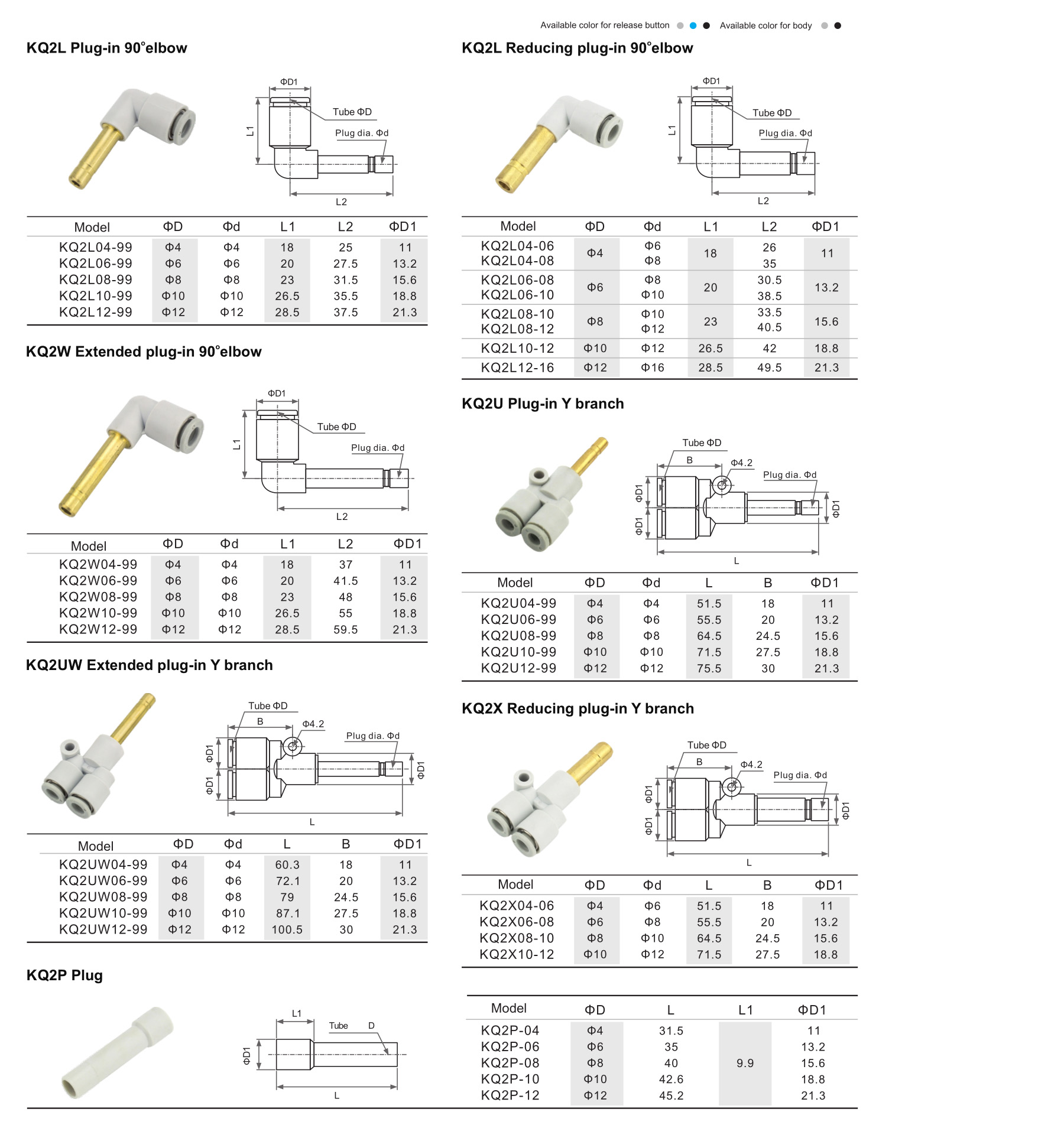 KQ2 ( KJ )series white push-in tube fittings