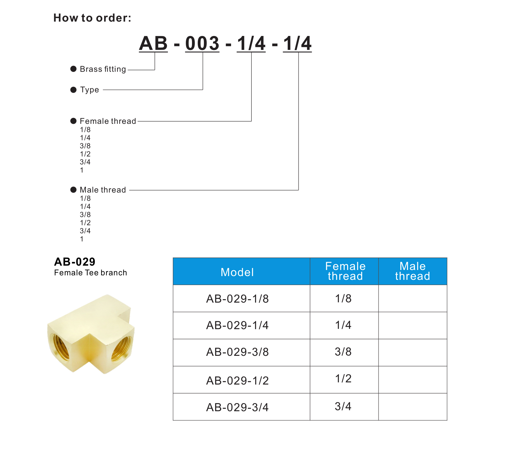 AB-029 Female Tee branch