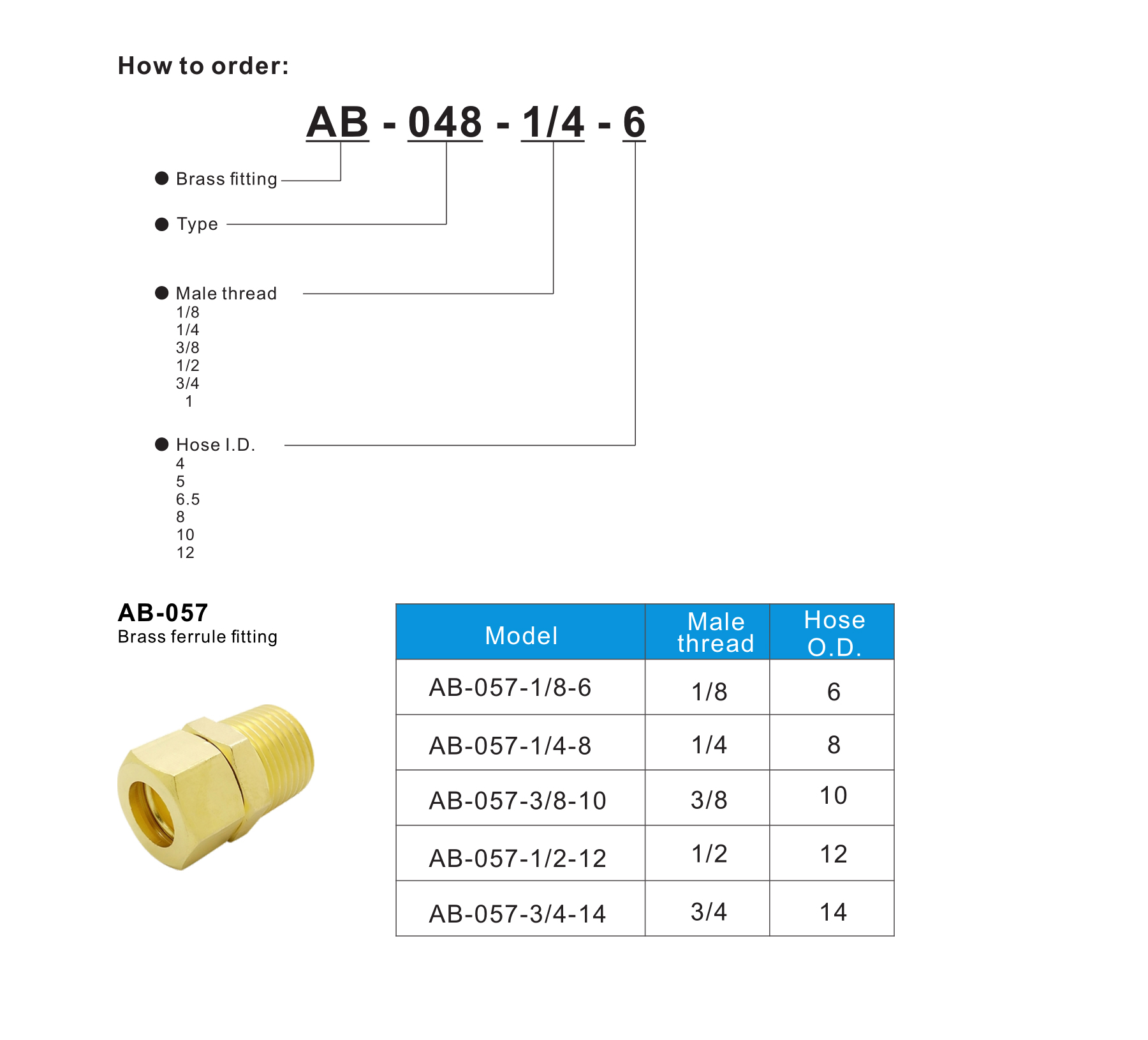 AB-057 Brass ferrule fitting