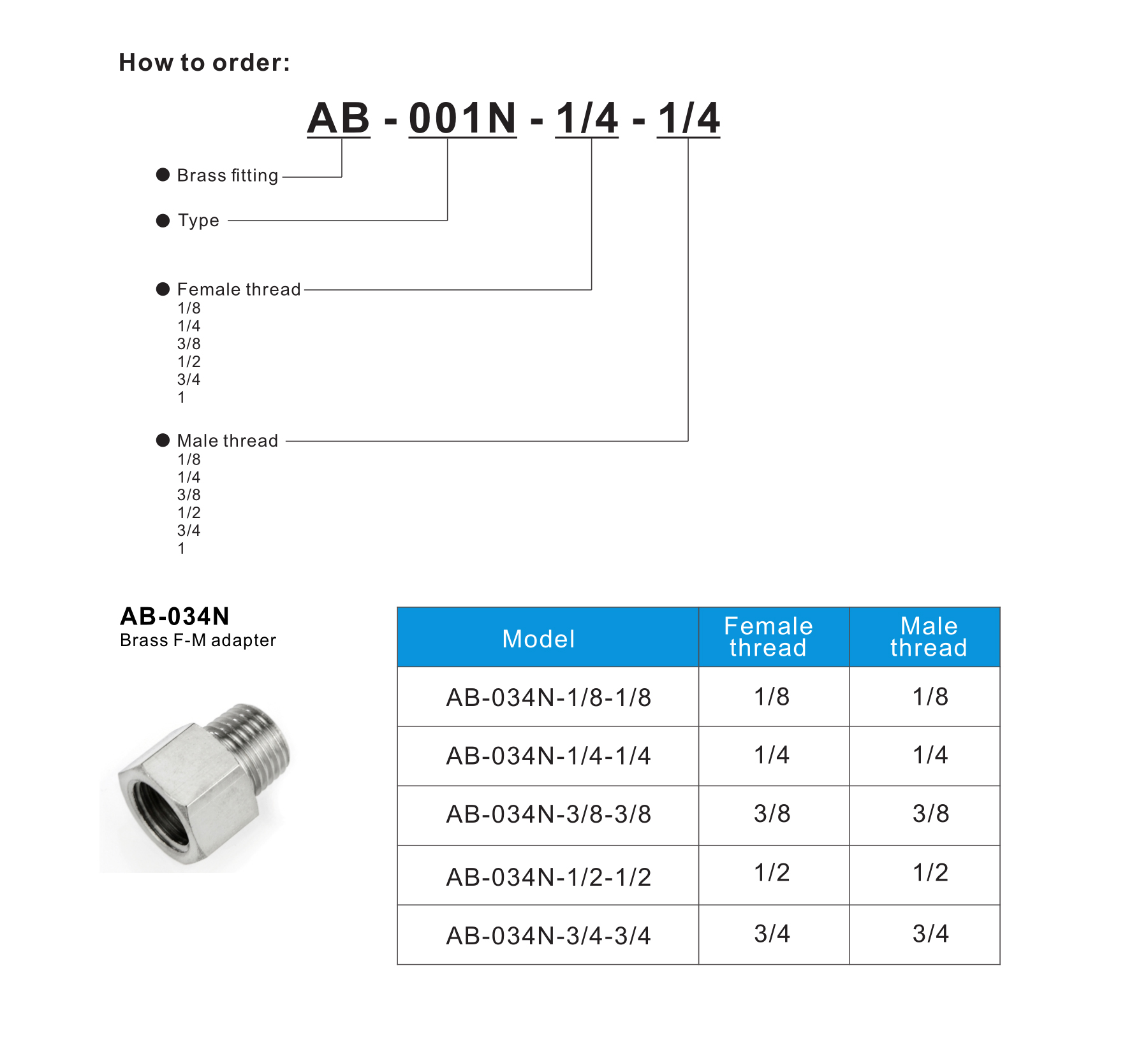 AB-034N Brass F-M adapter