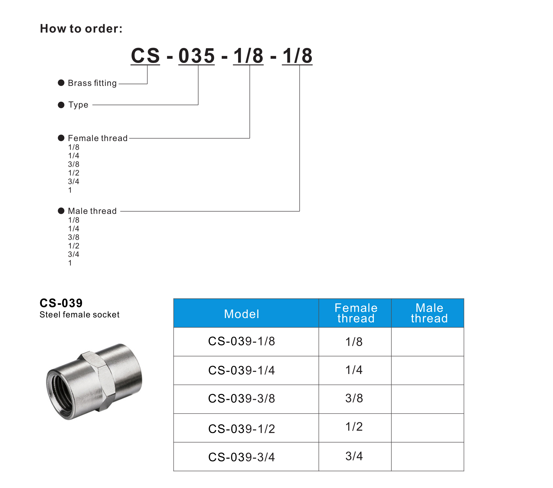 CS-039 Steel female socket