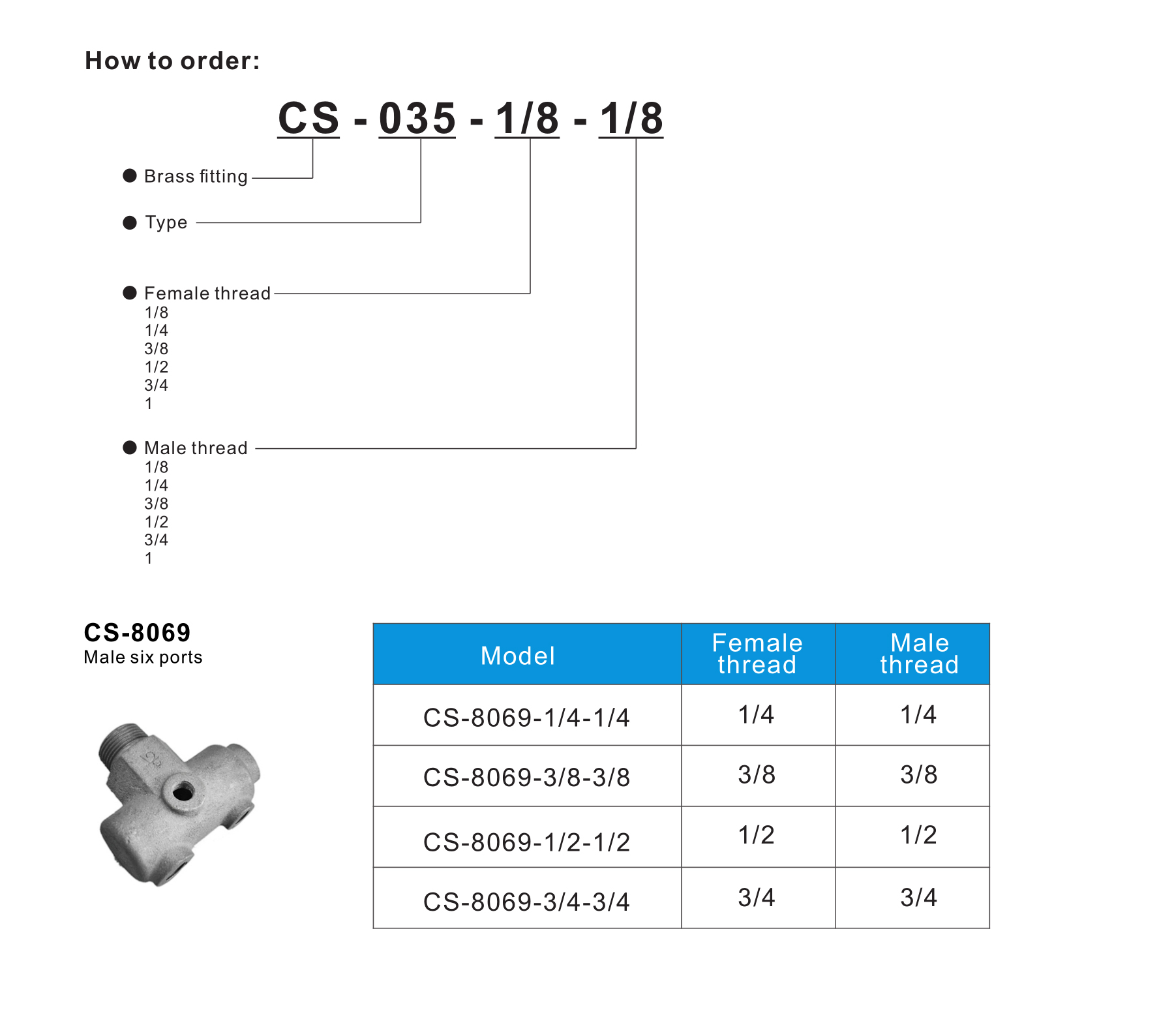 CS-8069 Male six ports