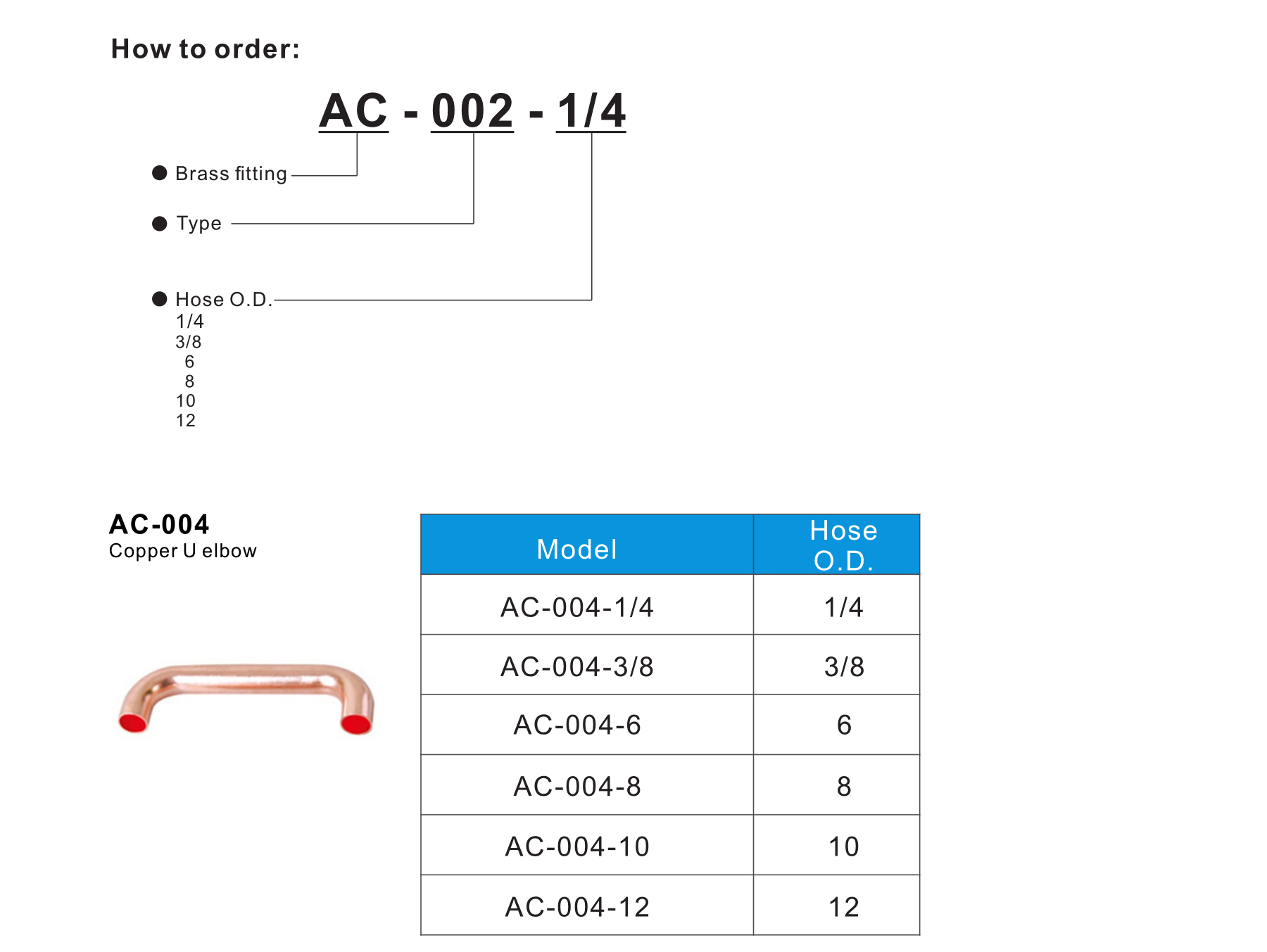 AC-004 Copper U elbow