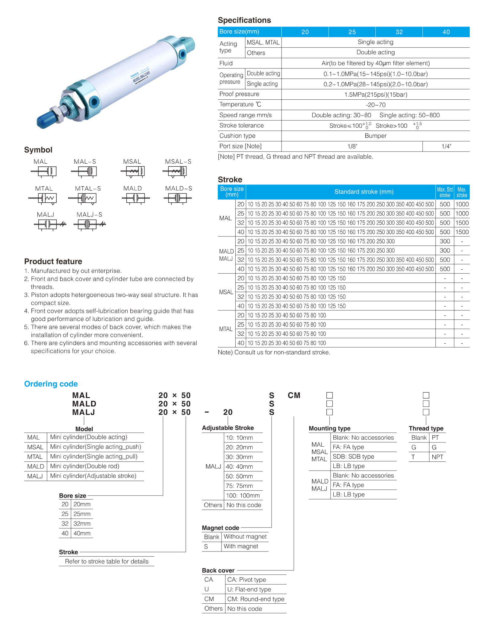 MAL Series Aluminum Cylinder