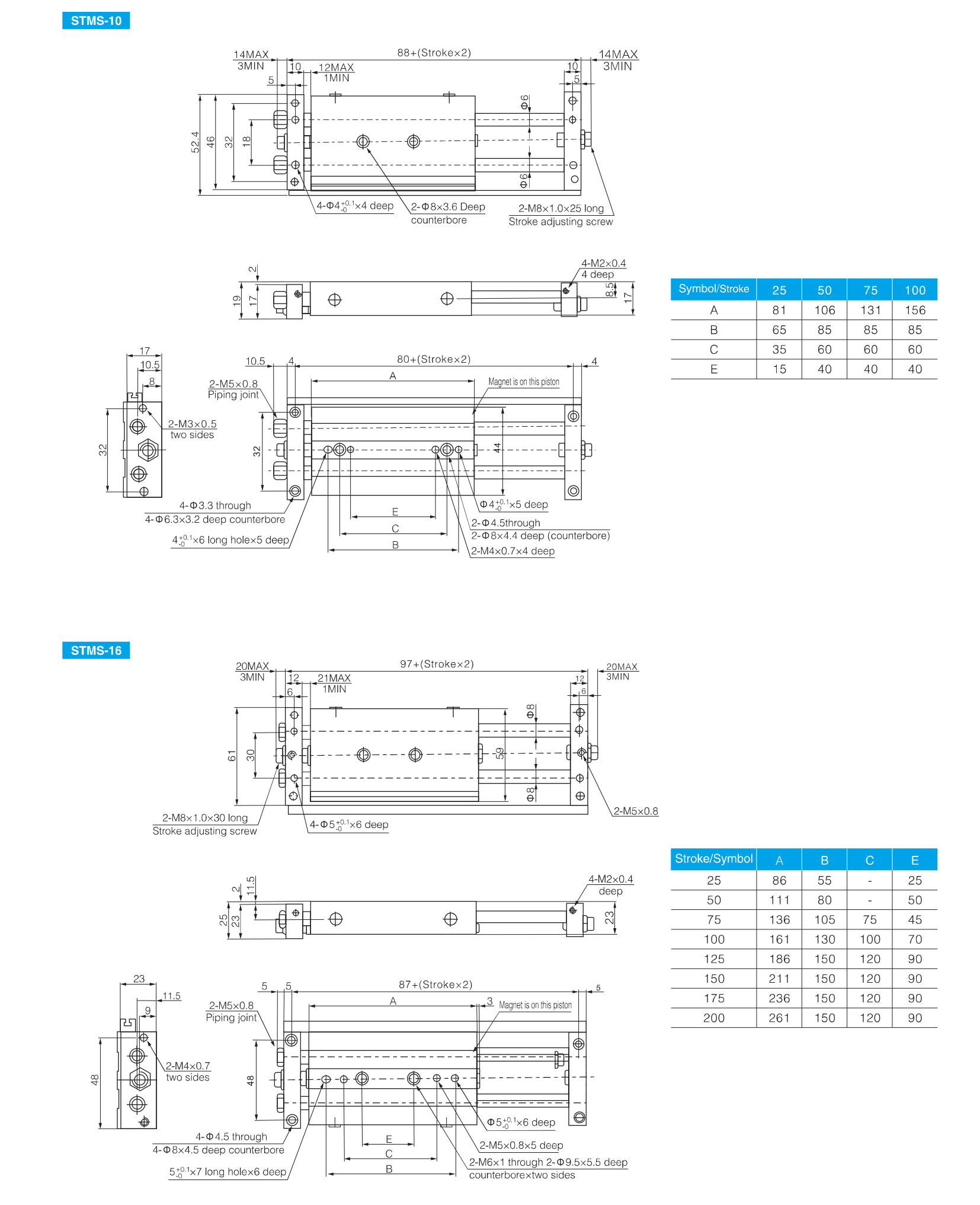 STMB, STMS Series Slide Bearing Cylinder